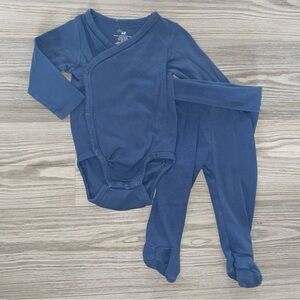 H&M Baby Boys Two-Piece Outfit 6M Blue Long-Sleeve Onesie & Footed Pants